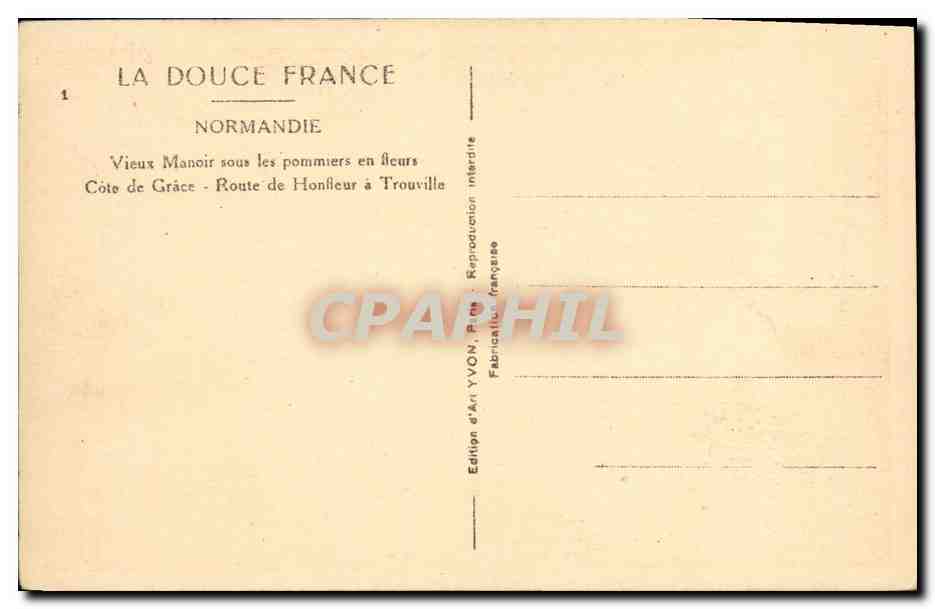 Vieux Manoir sous les pommiers en fleurs — Côte de Grâce - Route de Honfleur à Trouville — Édition d'Art YVON — Achterkant