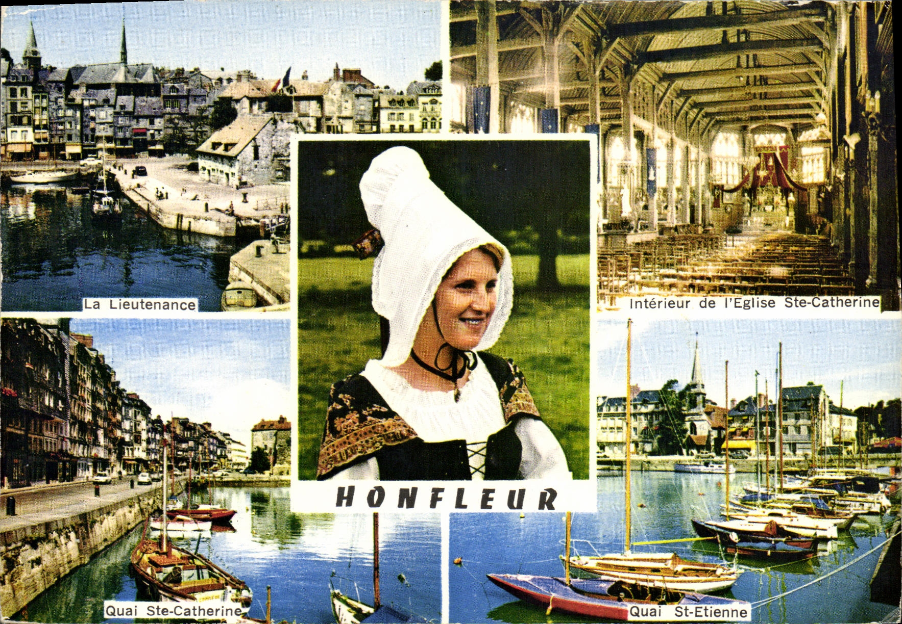Honfleur — Vue panoramique avec la Lieutenante, l'église Sainte-Catherine et les quais — Gabycolor