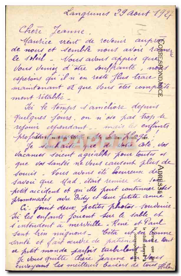 Langrune-sur-Mer — Vue générale de la Plage — LL — Verso