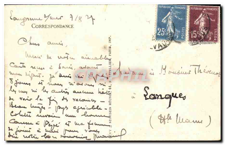 CPA Langrune Sur Mer Rue de la Mer — Verso