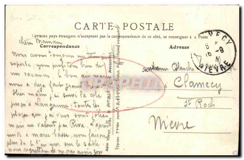 CPA Langrune Sur Mer La Plage Cote des Falaises — Verso