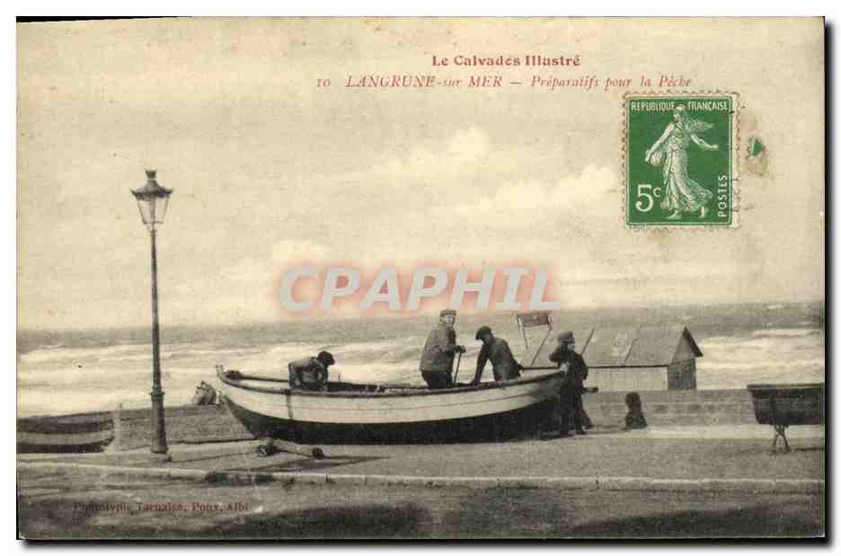 CPA Langrune Sur Mer Preparatifs Pour la Peche