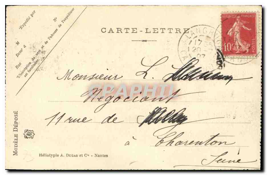 Langrune — Le Grand Hôtel — Héliotype A. Druas et Cie, Nantes — Verso