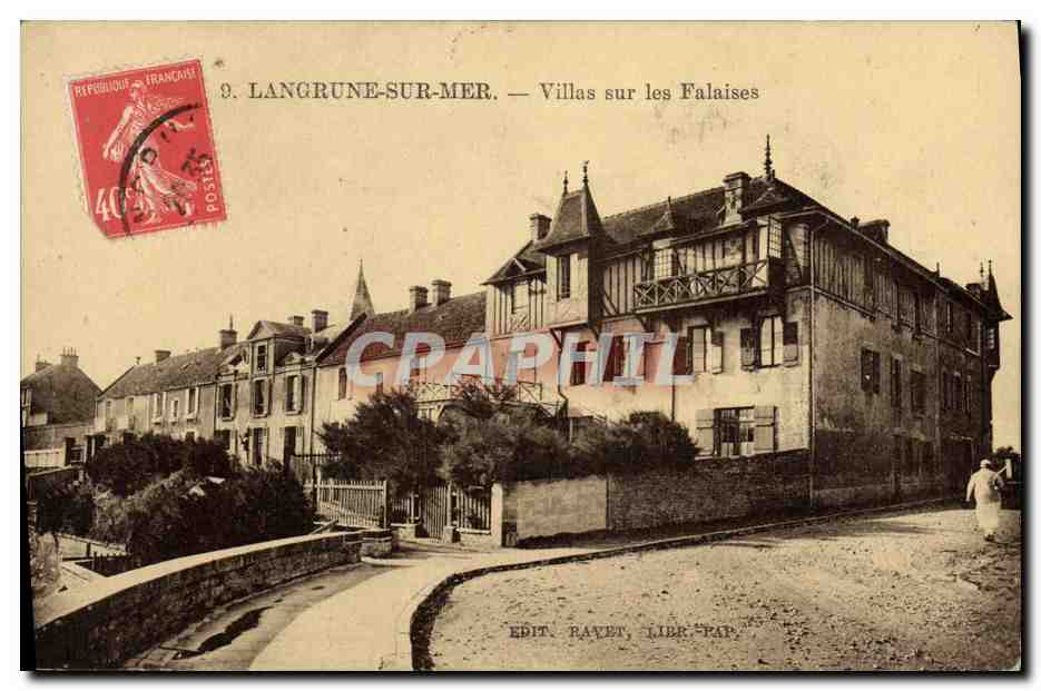 Langrune-sur-Mer — Villas sur les Falaises — Edit. Bayet, Libr. Pap.