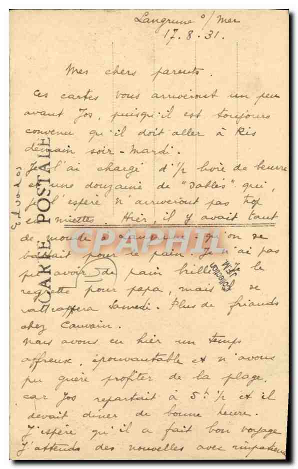CPA Langrune Grand Hotel Sarazin et la Pierrre a Poisson — Back