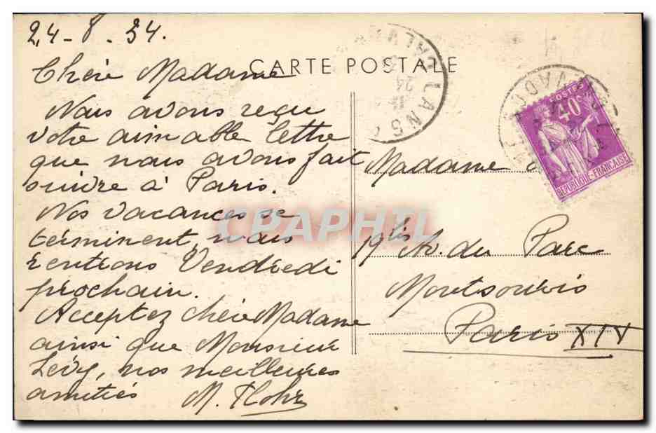 Langrune-sur-Mer (Calvados) — Entrée du Pays, route de la Délivrande — Phot. Combier Macon — Verso