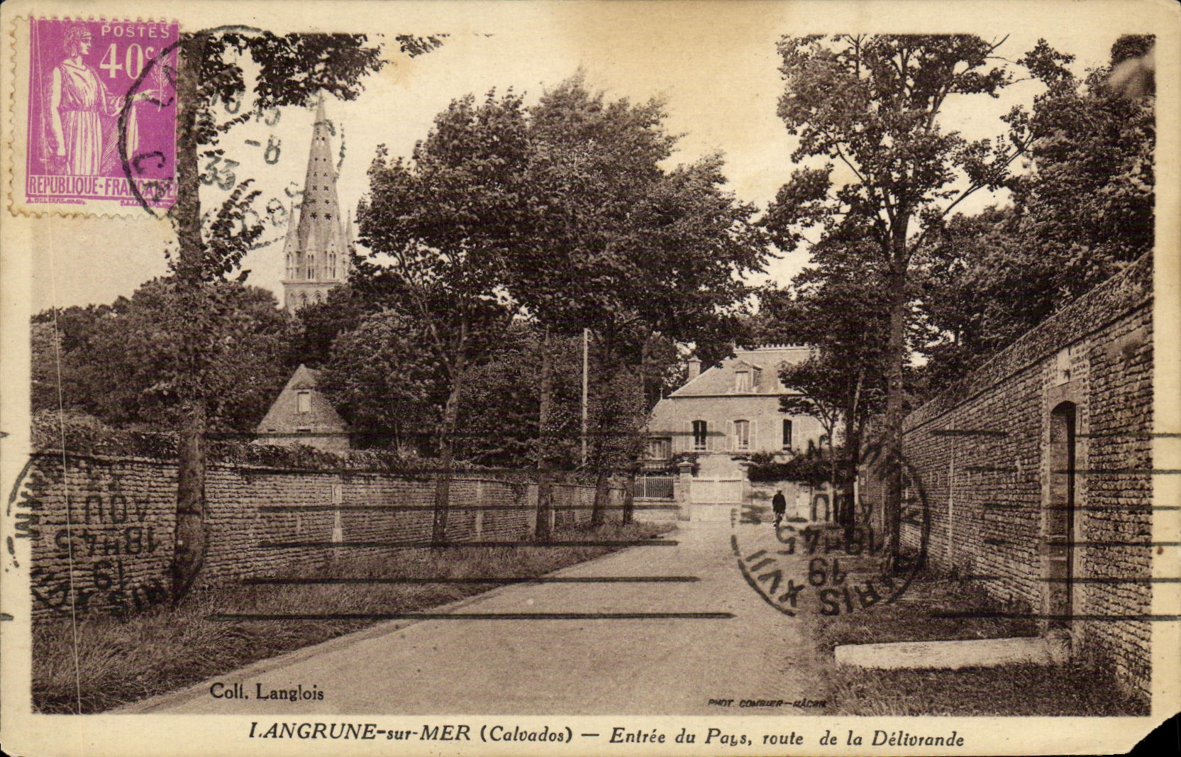 Langrune-sur-Mer (Calvados) — Entrée du Pays, route de la Délivrande — Coll. Langlois