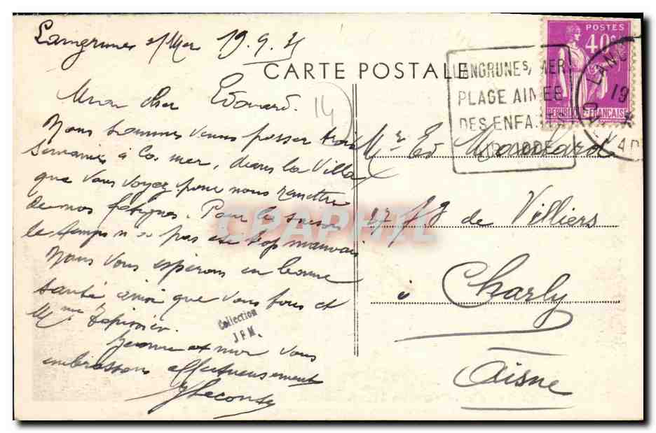 CPA Langrune Sur Mer Le clos Joli — Verso