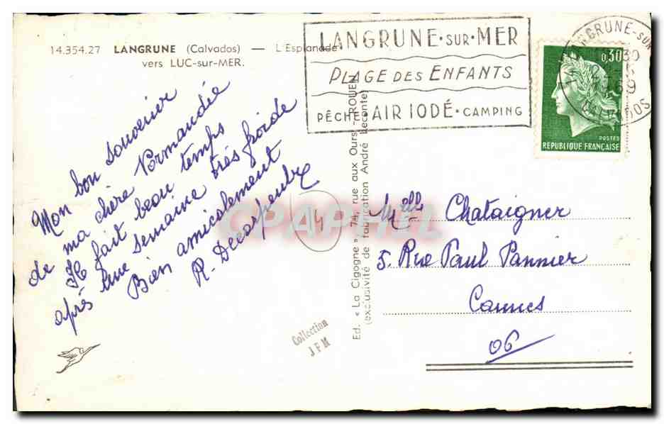 CPM Langrune Sur Mer Vue d Ensemble Vers Luc Sur Mer — Verso