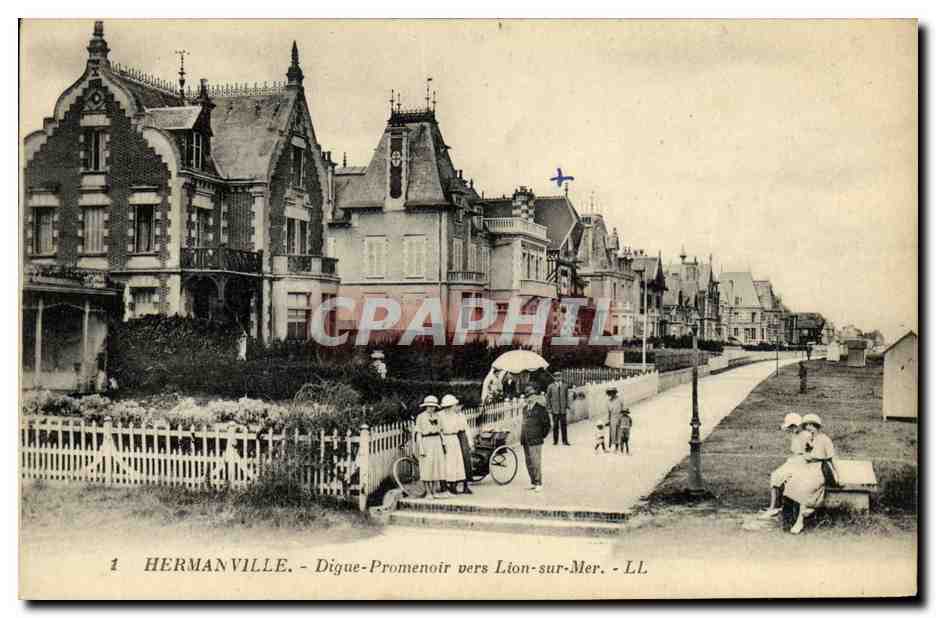CPA Hermanville Digue Promenoir Vers Lion Sur Mer