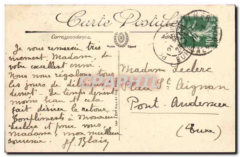 Lion-sur-Mer — Le Grand Hôtel et la Digue — LL. — n°61 — Rückseite