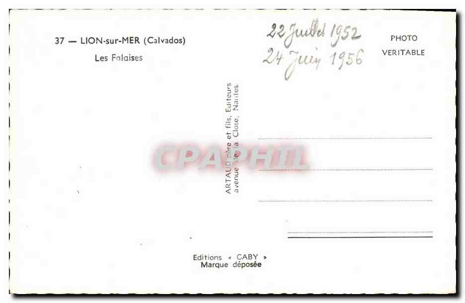 Les Falaises — Lion-sur-Mer (Calvados) — Éditions Caby — Rückseite