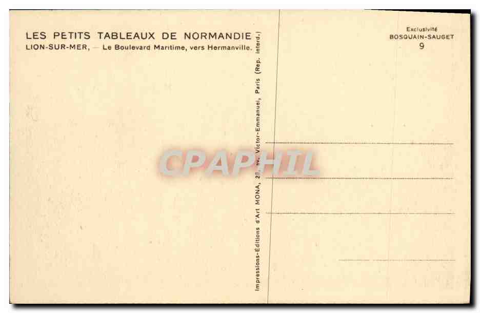 CPA Lion Sur Mer Le Boulevard Maritime vers Hermanville — Verso