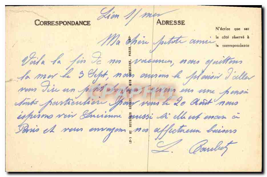CPA Lion Sur Mer Le grand hotel de la plage  — Verso