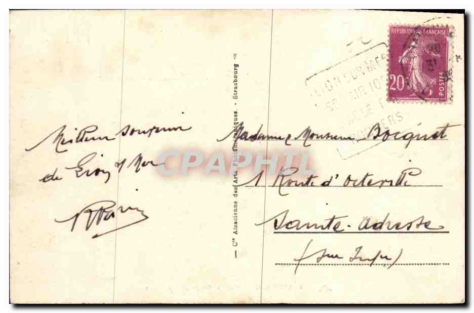 Vintage Postcard Lion Sur Mer Villa La plage et les villas — Back