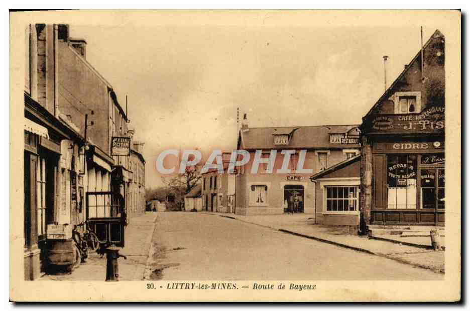 CPA Littry les Mines Route de Bayeaux
