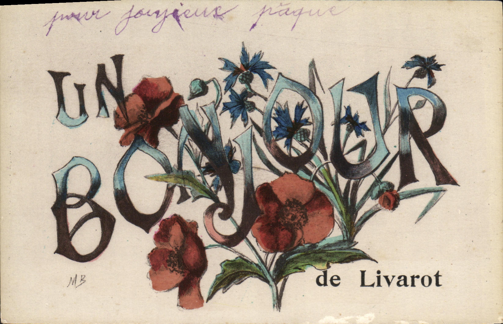 CPA Un Bonjour de Livarot 