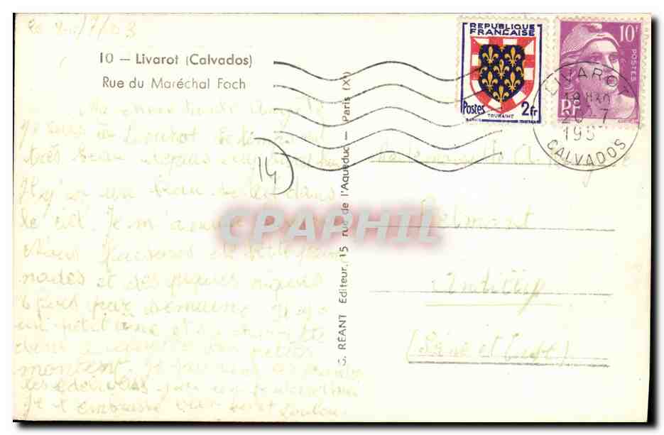 CPA Livarot Rue du Marechal Foch — Rückseite