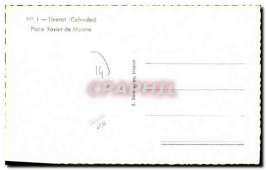 CPM Livarot Place Xavier de Maistre — Rückseite