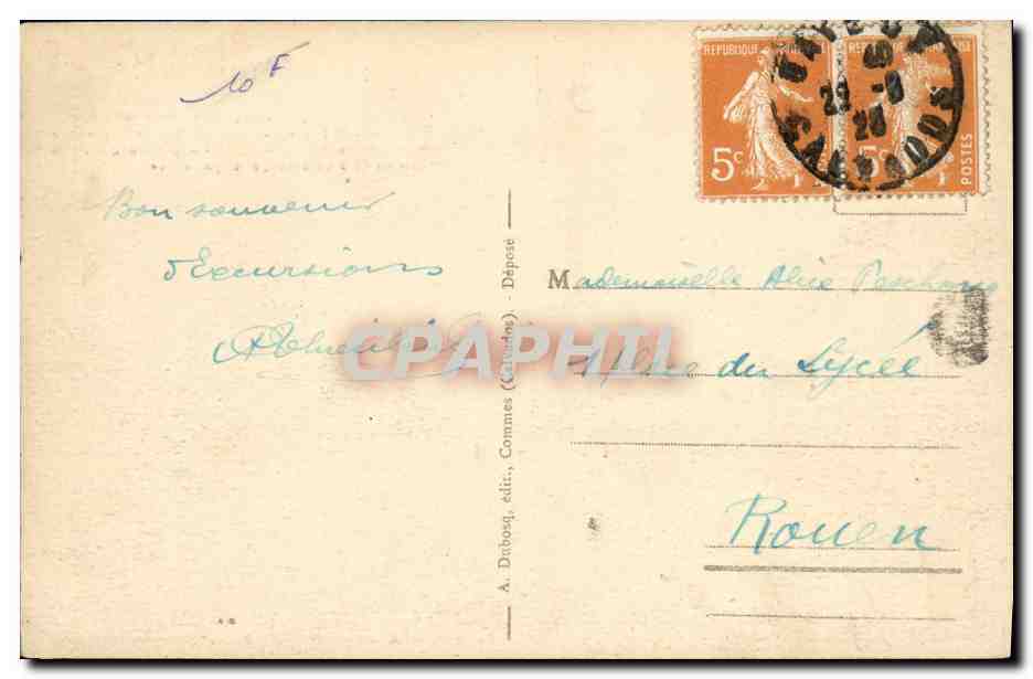 Feuille de Fontenailles — Rocher de Fontenailles — A. Dubosq, édit., Commes (Calvados) — Rückseite