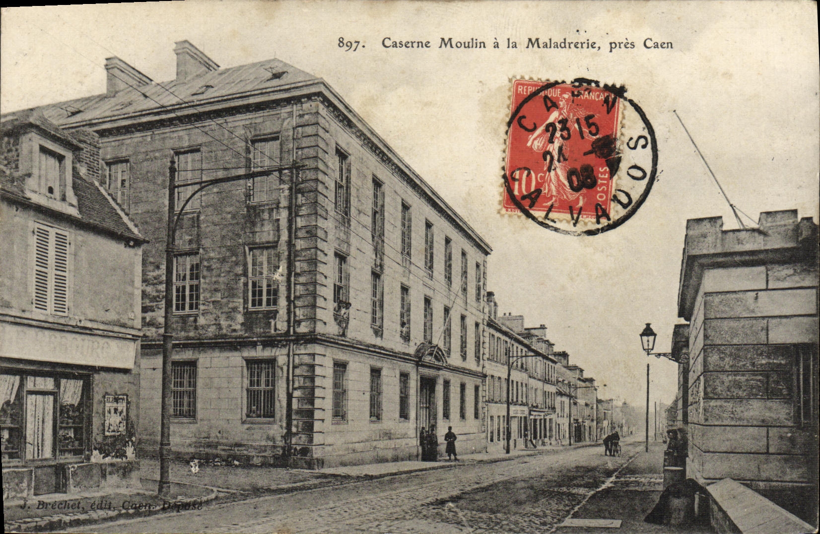 Caserne Moulin à la Maladrerie, près Caen — J. Brechet, édit. Caen, Désosé — n° 897