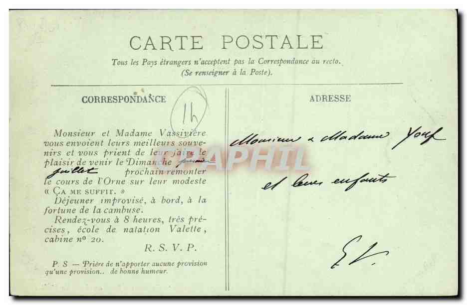 CPA Ca me suffit au Bois de Maltot Bateau — Verso