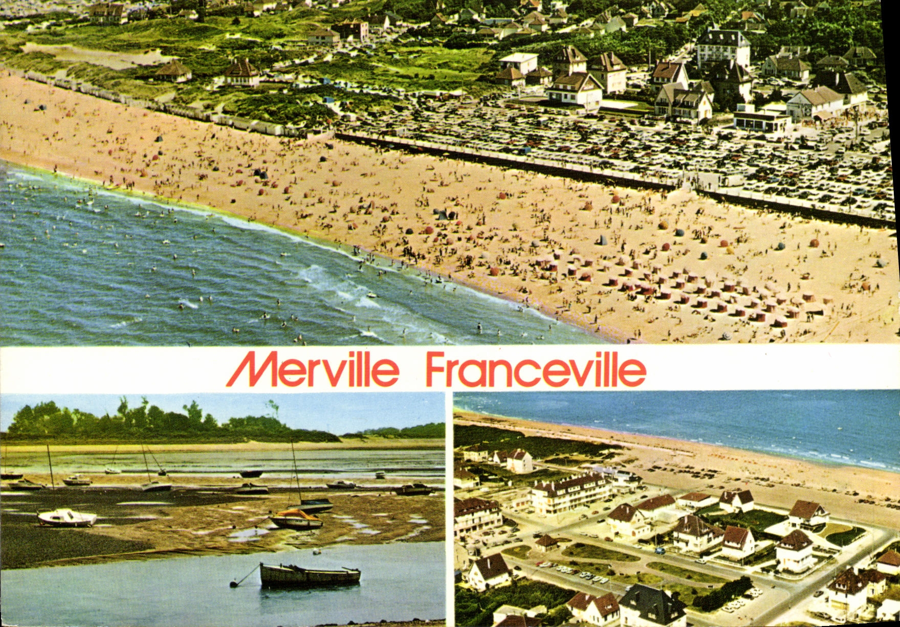 Merville-Franceville — vue aérienne de la plage et du port — éditeur Combainprimur Macan