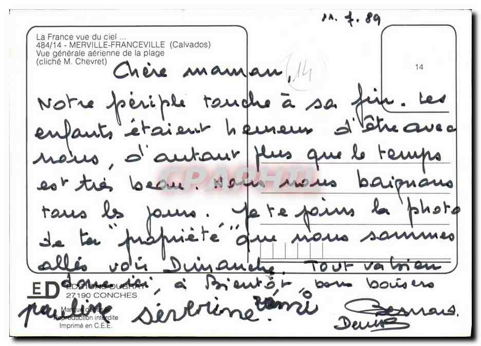 Merville-Franceville — Luftbild der Strandpromenade — Éditions DUBRAT — Rückseite