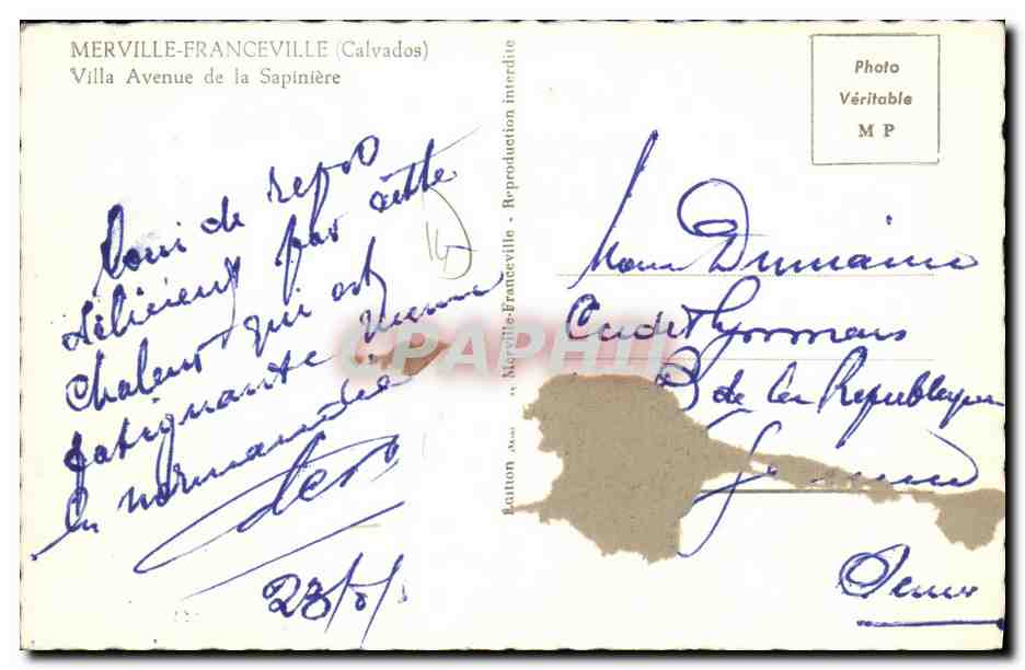 Merville-Franceville — Villa Avenue de la Sapinière — Photo Véritable MP — Achterkant