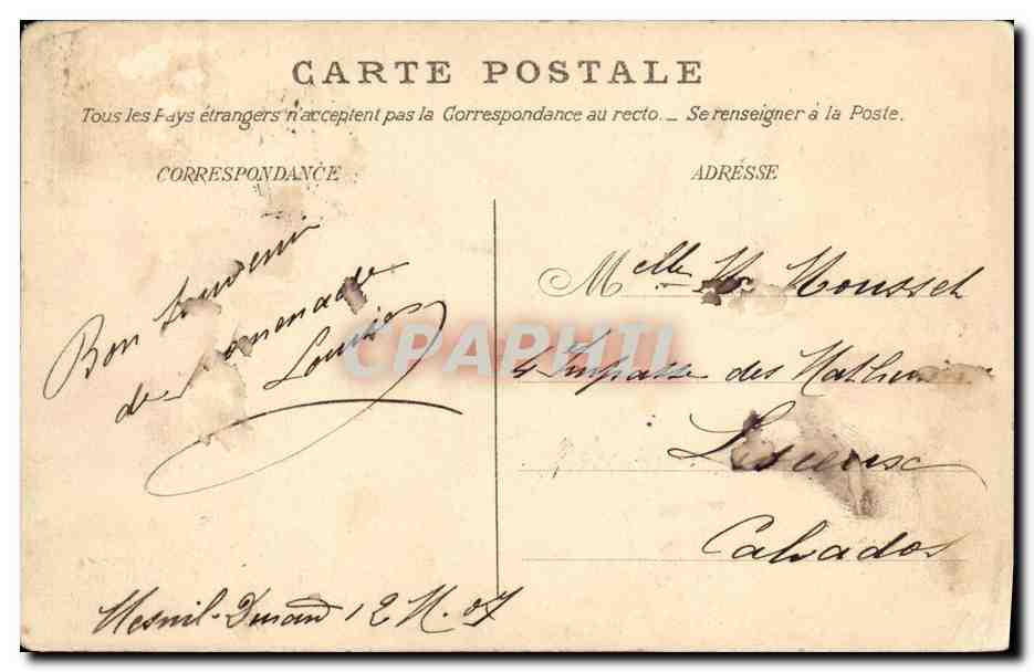 CPA Le Mesnil Durand Chateau des Pommerets  — Verso