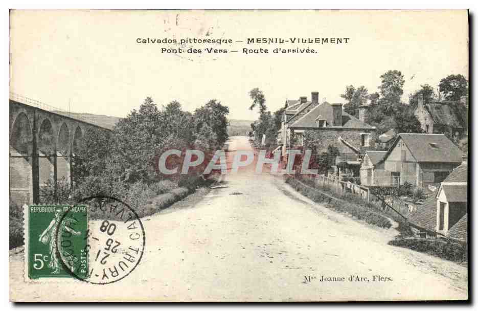 CPA Calvados Pittoresque Mesnil Villement Pont des Vers Route d arrivee 
