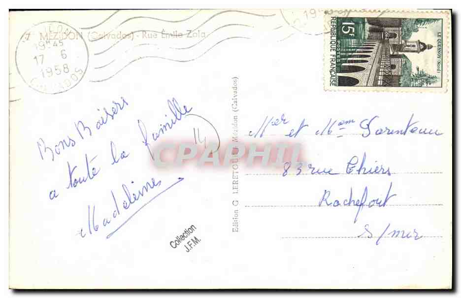 CPM Mezidon Rue Emile Zola — Verso