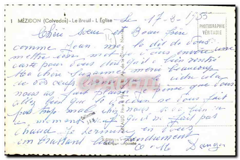 CPM Mezidon Le Breuil L Eglise — Verso