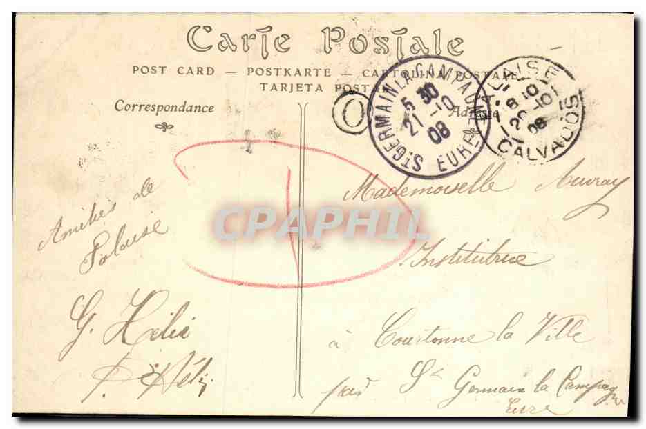 CPA Mezidon La Grand Rue Hotel de la Grace de Dieu Hamelin  — Rückseite