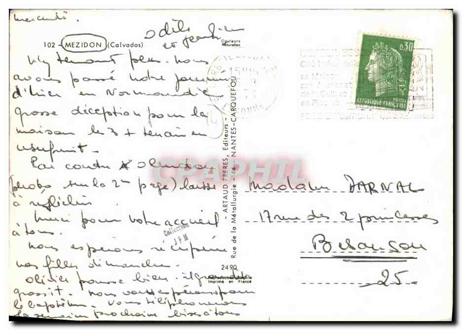 Mezidon — Vue panoramique des principaux lieux — Éditeur Cugulures Miniatures — Verso