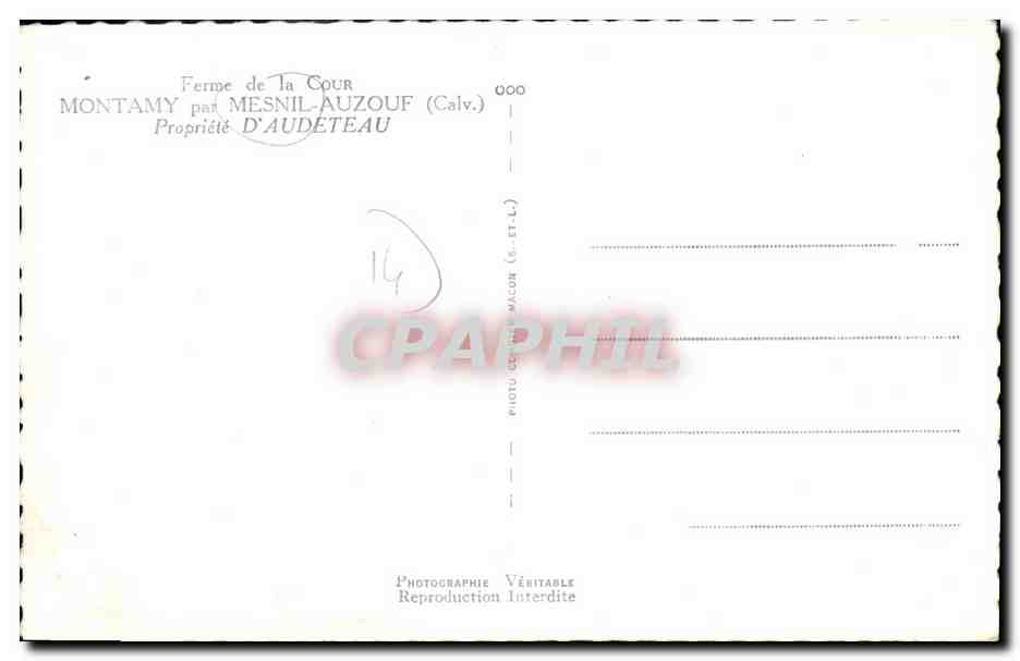 CPM Ferme de la Cour Montamy par Mesnil Auzouf Propriete d Audeteau — Rückseite
