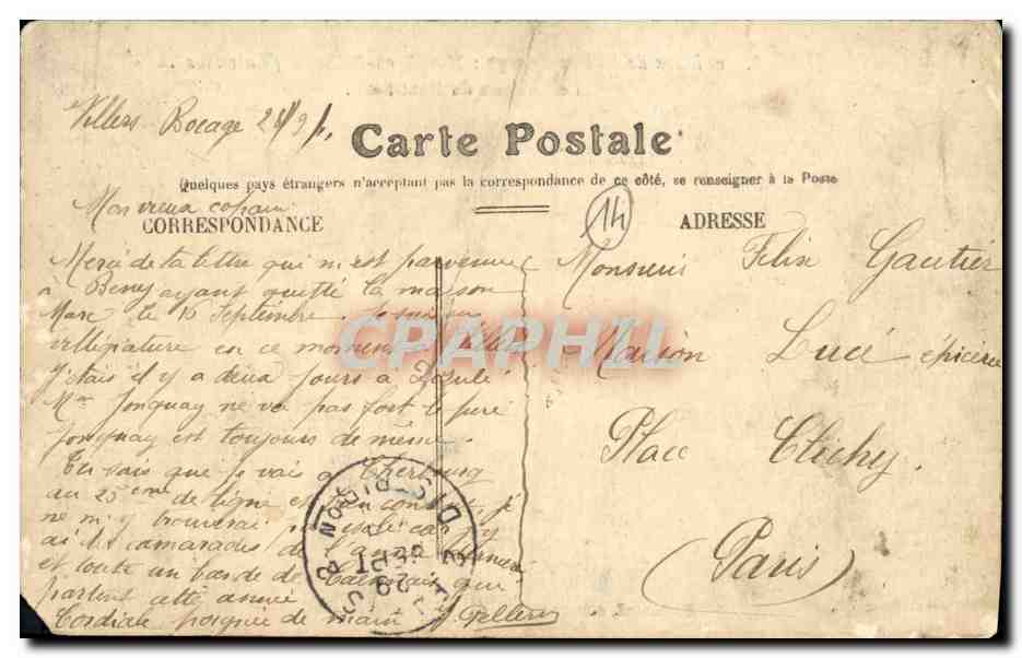 CPA Environs de Villers Bocage Monts en Bessin Le Chateau du Haut Fecq — Verso