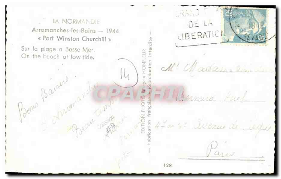 Arromanches-les-Bains — 1944 — Port Winston Churchill — édition HONFLEUR — Verso