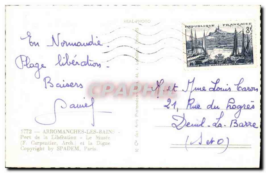 CPM Arromanches les Bains Port de la Liberation Le Musee — Rückseite