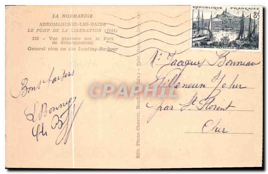 CPA Arromanches les Bains Le Port de la Liberation Vue generale sur le Port de debarquement — Rückseite
