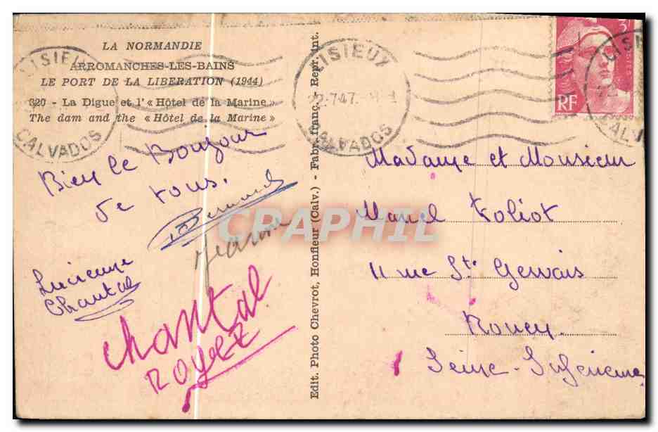 Arromanches-les-Bains — Le Port de la Libération (1944) — Photo Chevrot, Honfleur — Achterkant