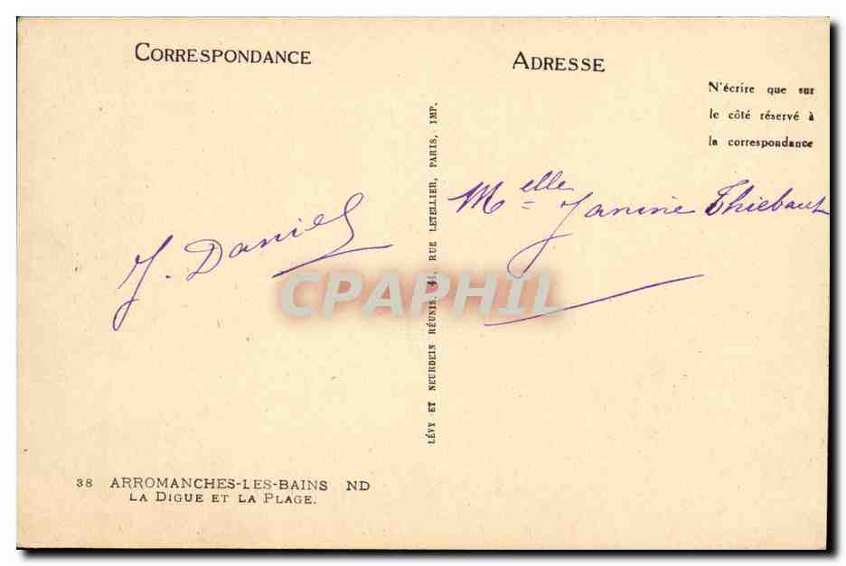 CPA Arromanches les Bains La Digue et la Plage — Rückseite