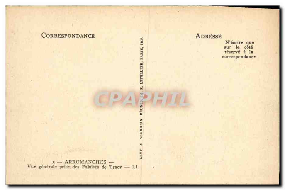 CPA Arromanches Vue generale prise des Falaises de Tracy — Rückseite
