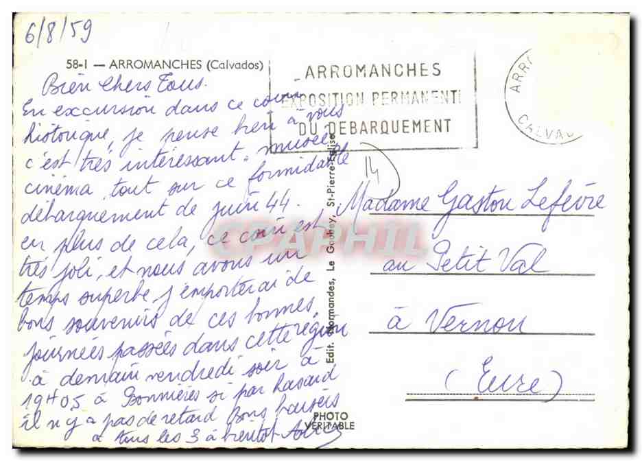 CPM Arromanches — Reverso