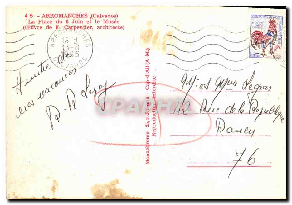 CPM Arromanches La Place du 6 Juin 1944 et le Musee — Verso
