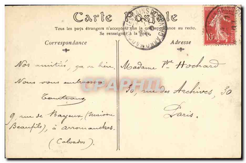 CPA Arromanches Les Bains La Grande Cale Un Jour de tempete et de grande maree — Verso