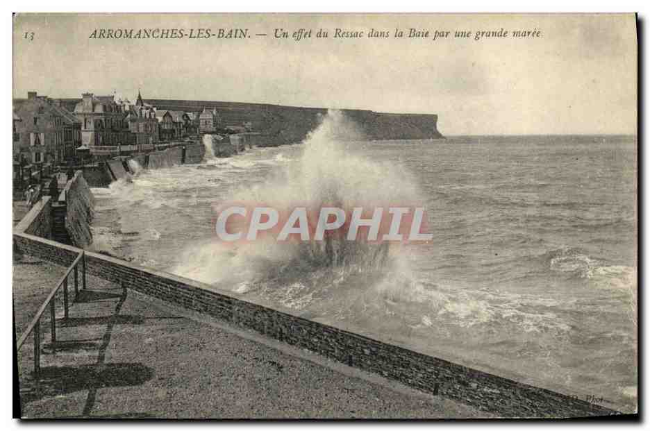 Arromanches-les-Bains — Un effet du Ressac dans la Baie par une grande marée — Phot.