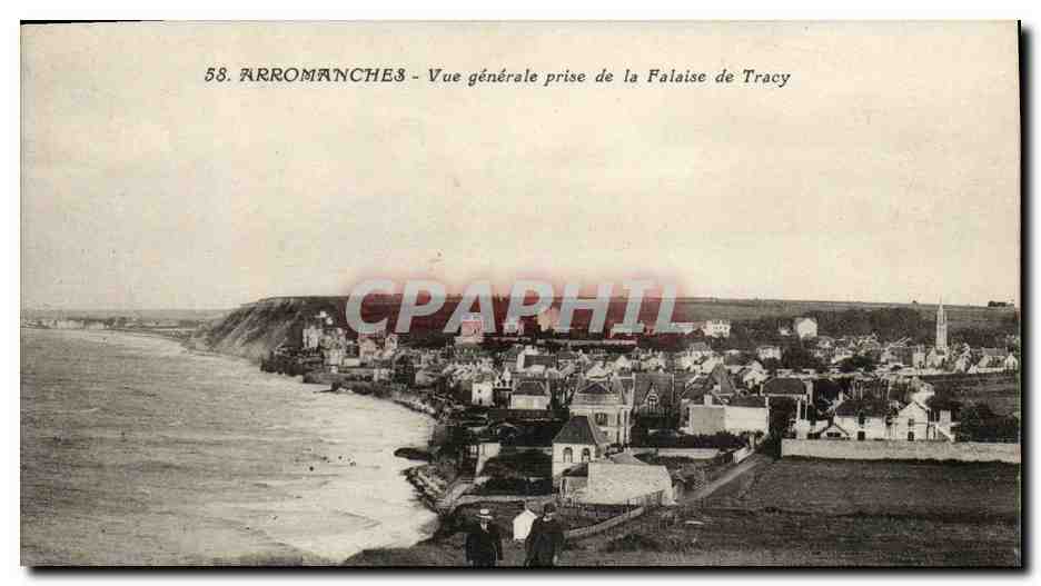 CPA Arromanches Vue generale Prise de la falaise de Tracy