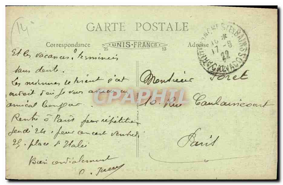 CPA Arromanches Les Bains La Digue un Jour de Grande Maree — Rückseite
