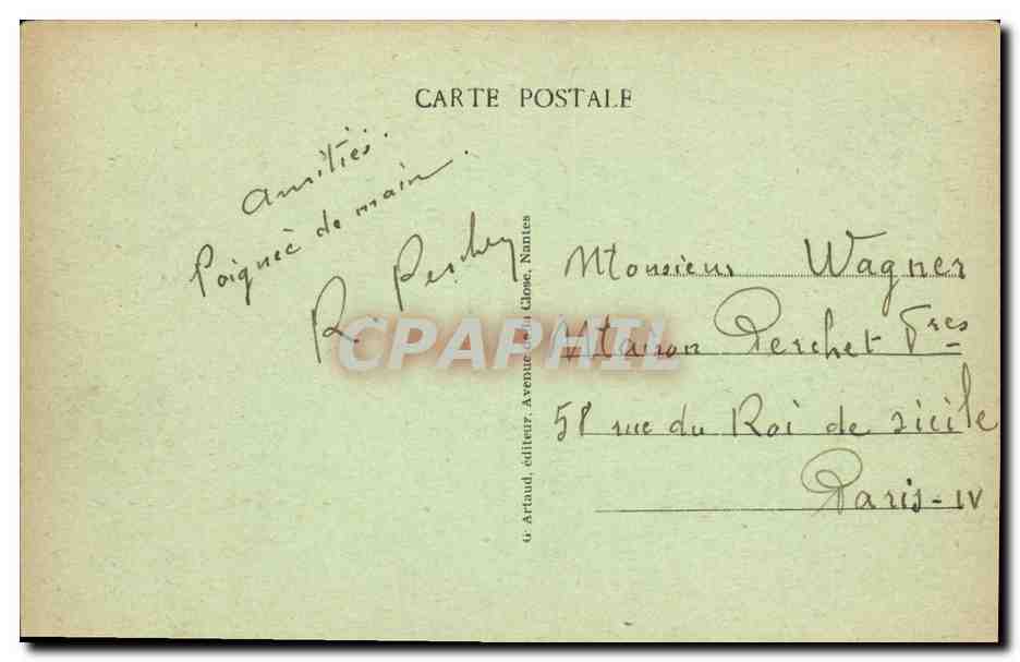 Arromanches-les-Bains (Calvados) — La Plage à marée haute et la Pointe du Grouin — éditeur Artaud, Nantes, n°15 — Reverso